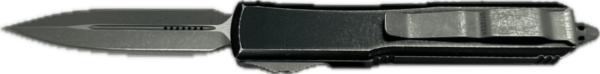 MICROTECH KNIVES ULTRATECH DOUBLE EDGED DISTRESSED BLACK APOCALYPTIC STANDARD CLIP SIDE