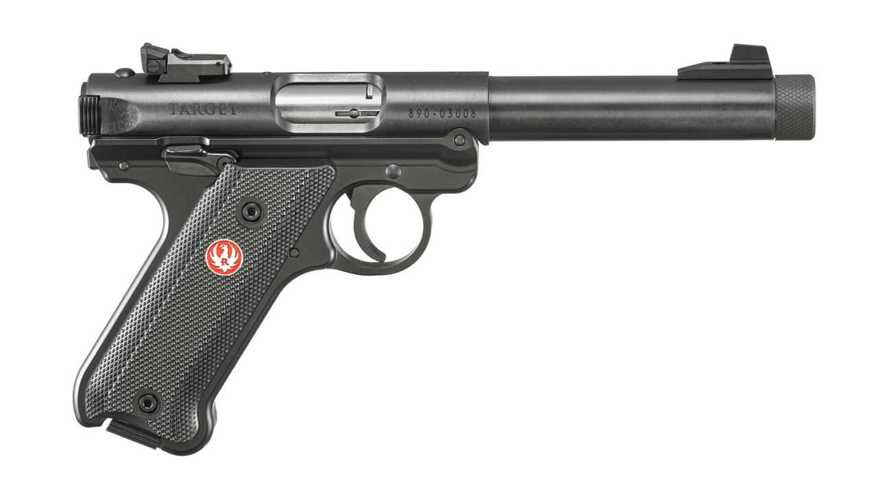 RUGER MKIV TARGET BLUED THREADED BARREL REAR RIGHT SIDE VIEW