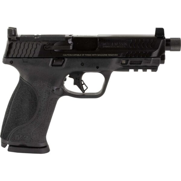SMITH & WESSON M&P®9 M2.0 THREADED BARREL OPTICS READY FULL SIZE 9MM LEFT SIDE VIEW FRONT ANGLE