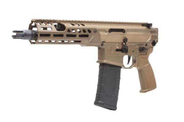 SIG SAUER MCX-SPEAR LT PISTOL 9" COYOTE .300BLK LEFT SIDE VIEW FRONT ANGLE
