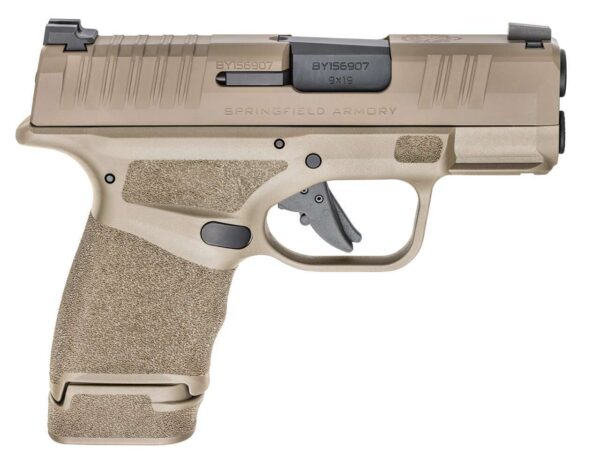 SPRINGFIELD ARMORY HELLCAT 3" DESERT FDE LEFT SIDE VIEW FRONT ANGLE